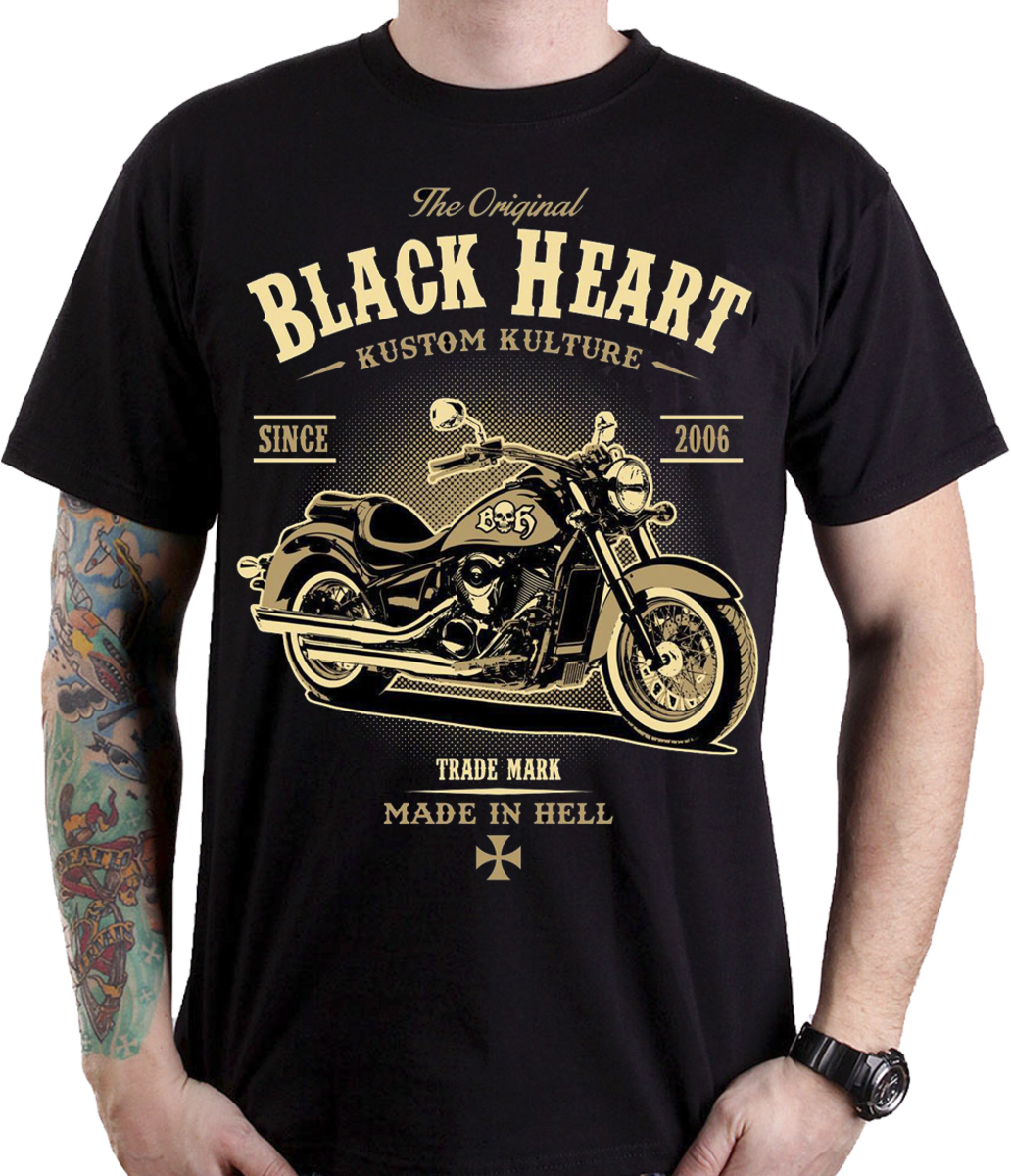 чоловіча футболка BLACK HEART - HARLEY - BLACK XL