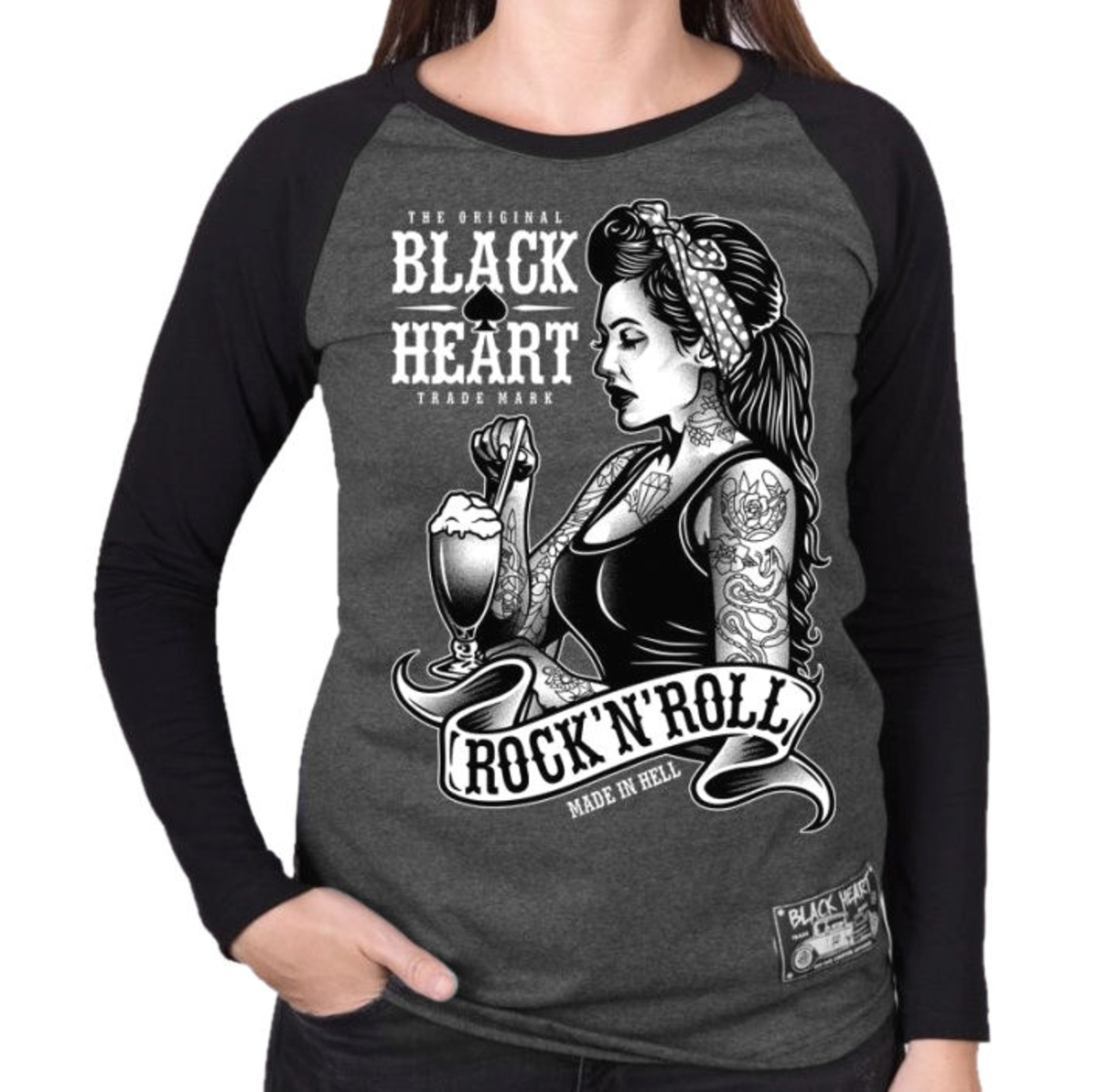 Жіночий лонгслів BLACK HEART - PIN UP SHAKE LS - GREY S